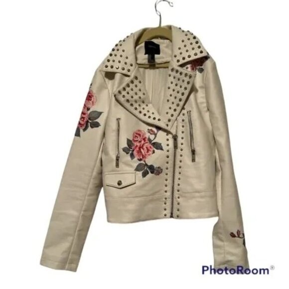 Forever 21 Premium Label Rose Rhinestone Jacket Small - Picture 1 of 11